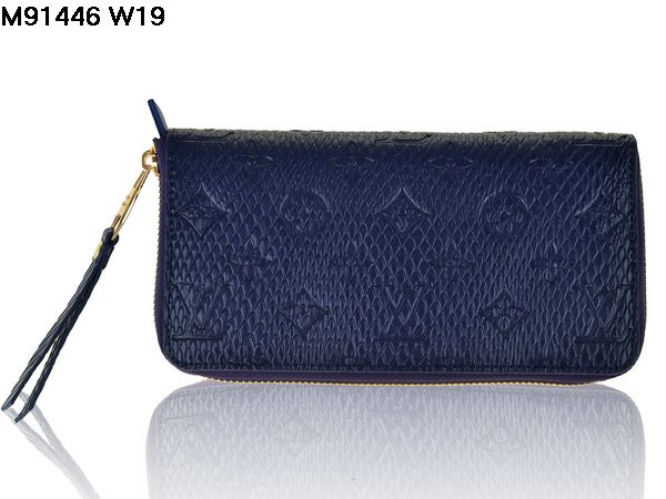 2014春夏新作 ルイヴィトンスーパーコピー 財布 LOUIS VUITTON ブルー ファスナー二つ折長財布 91446-1