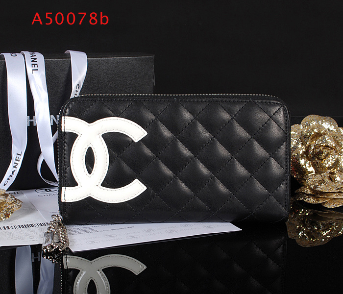 シャネルスーパーコピー 財布 ラウンドファスナー カンボンライン レザー ココマーク キルティング ブラック×ピンク A50078a/A50078b