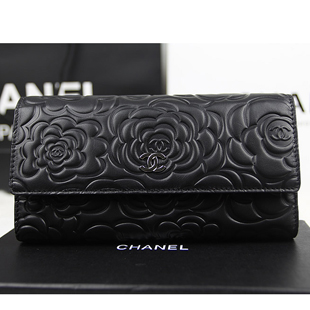 シャネルスーパーコピー 財布 人気 レディース CHANEL 長財布 カメリア 黒 A50084