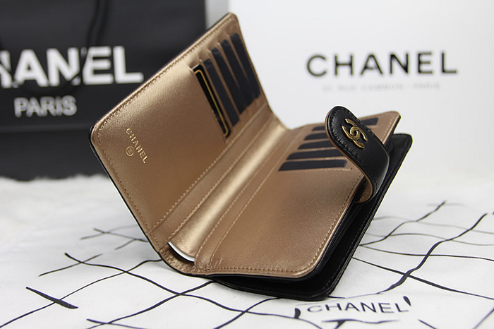 シャネルスーパーコピー 財布 サイフ さいふ 2014 新作 二つ折り財布 CHANEL 財布 カメリア ブラック A50087
