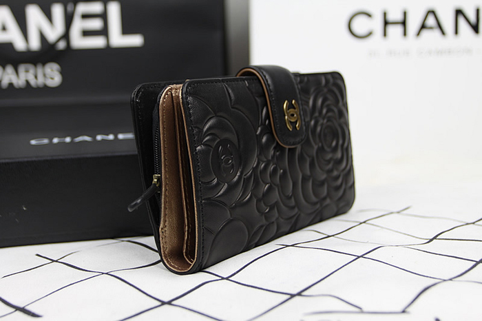 シャネルスーパーコピー 財布 サイフ さいふ 2014 新作 二つ折り財布 CHANEL 財布 カメリア ブラック A50087