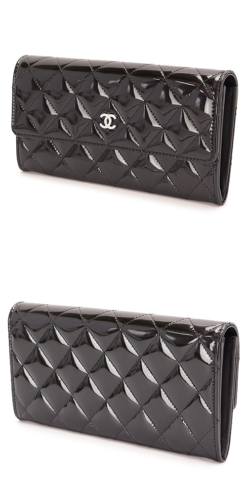 シャネルスーパーコピー 財布 二つ折りフラップ マトラッセ/キルティング パテントレザー A50096