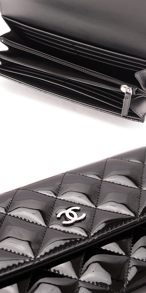 シャネルスーパーコピー 財布 二つ折りフラップ マトラッセ/キルティング パテントレザー A50096