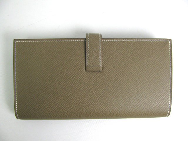 エルメススーパーコピー ベアンスフレ 二つ折り長財布ヴォーエプソン/エトープ(金具：シルバー)  hq002
