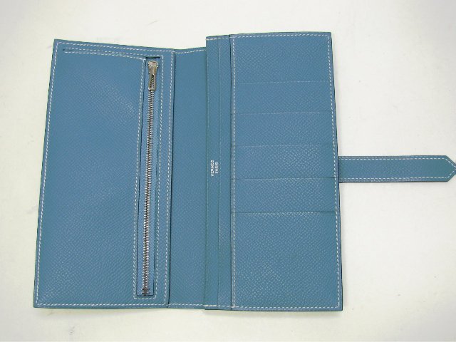 エルメススーパーコピー ベアンスフレ(二つ折長財布) ヴォーエプソン/ブルージーン hq004