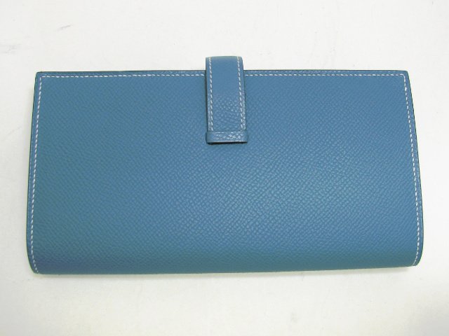 エルメススーパーコピー ベアンスフレ(二つ折長財布) ヴォーエプソン/ブルージーン hq004