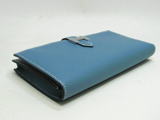 エルメススーパーコピー ベアンスフレ(二つ折長財布) ヴォーエプソン/ブルージーン hq004