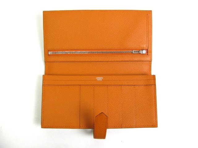 エルメススーパーコピー 二つ折長財布 ヴォーエプソン ベアンスフレ hq006 シルバー金具