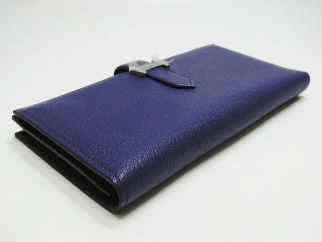 エルメススーパーコピー ベアンスフレ(二つ折り長財布) シェーブル/アイリス(金具：シルバー) hq013