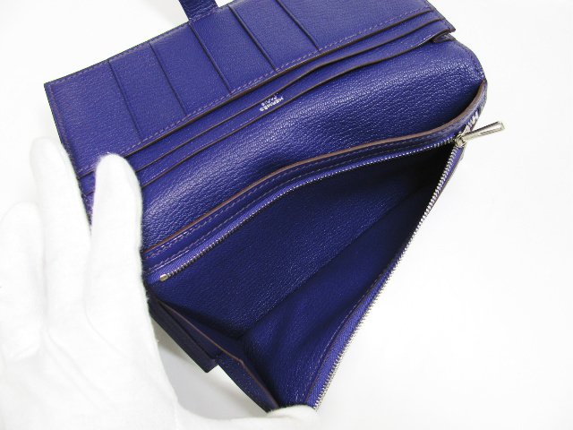 エルメススーパーコピー ベアンスフレ(二つ折り長財布) シェーブル/アイリス(金具：シルバー) hq013