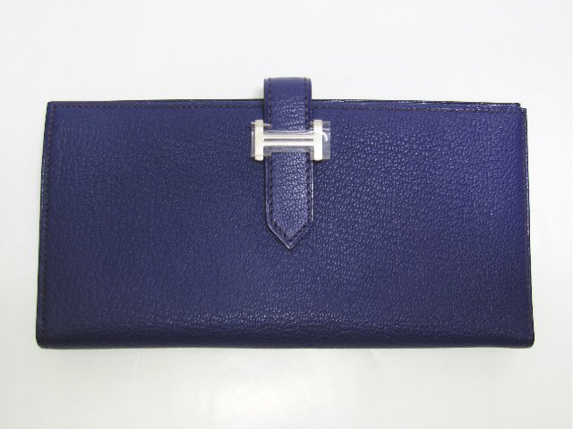 エルメススーパーコピー ベアンスフレ(二つ折り長財布) シェーブル/アイリス(金具：シルバー) hq013