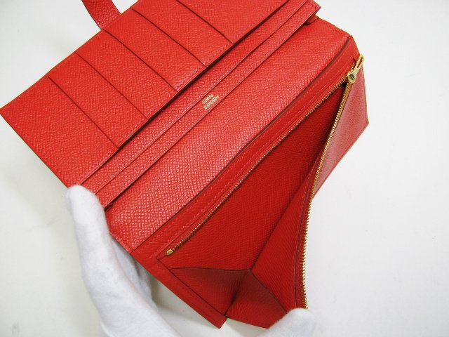 エルメススーパーコピー ベアンスフレ(二つ折り長財布) ヴォーエプソン/ルビー×ブーゲンビリア hq015