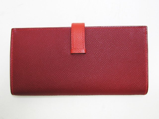 エルメススーパーコピー ベアンスフレ(二つ折り長財布) ヴォーエプソン/ルビー×ブーゲンビリア hq015