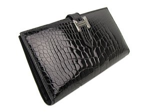 エルメススーパーコピー ベアン二つ折長財布アリゲーター/ブラック hq017 シルバー