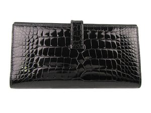 エルメススーパーコピー ベアン二つ折長財布アリゲーター/ブラック hq017 シルバー