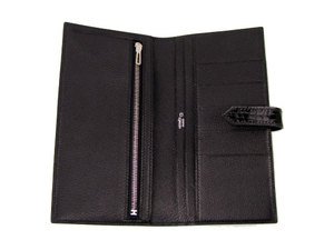 エルメススーパーコピー ベアン二つ折長財布アリゲーター/ブラック hq017 シルバー