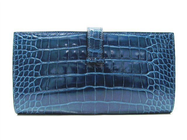 エルメススーパーコピー ベアンスフレ(二つ折り長財布) アリゲーター/ブルーロイ(金具：シルバー) hq020
