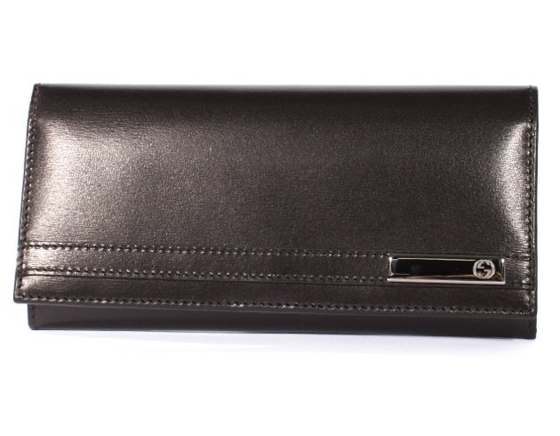 グッチスーパーコピー メタルプレート 長財布 ブラック 233112A490R1000 カーフレザー