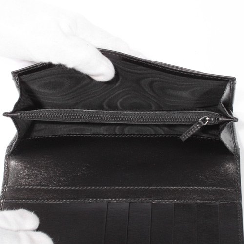 グッチスーパーコピー メタルプレート 長財布 ブラック 233112A490R1000 カーフレザー