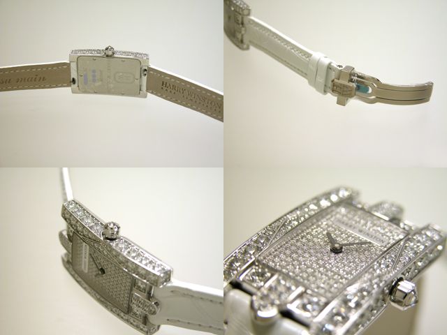 ﾊﾘｰ･ｳｨﾝｽﾄﾝスーパーコピー レディ・アヴェニュー 310/LQWL.D/A12 WG/ホワイト革 ケースダイヤ 全面ダイヤ
