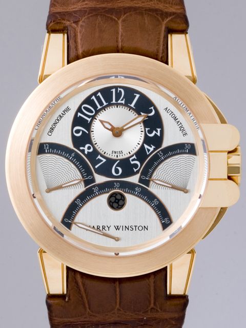 ﾊﾘｰ･ｳｨﾝｽﾄﾝスーパーコピー HARRYWINSTON オーシャン トリレトロ・クロノ OCEACT44RR001 ブラウン革 シルバー/グレー