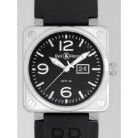 ベル＆ロススーパーコピー BR01-96 BIG DATE BLACK DIAL BR01-96 ラバーベルト ブラック/ホワイトアラビア