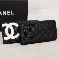 シャネルスーパーコピー 財布 二つ折り カンボンライン レザー ココマーク キルティング ブラック×ピンク A50077a/A50077b