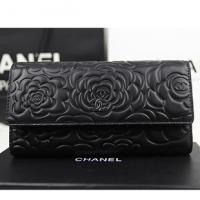 シャネルスーパーコピー 財布 人気 レディース CHANEL 長財布 カメリア 黒 A50084