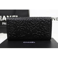 シャネルスーパーコピー 財布 人気 レディース CHANEL 長財布 カメリア 黒 A50084