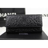 シャネルスーパーコピー 財布 人気 レディース CHANEL 長財布 カメリア 黒 A50084
