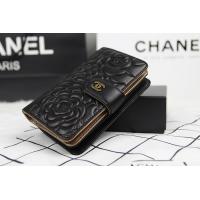 シャネルスーパーコピー 財布 サイフ さいふ 2014 新作 二つ折り財布 CHANEL 財布 カメリア ブラック A50087