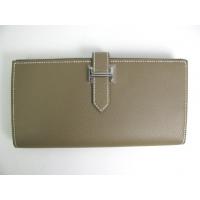 エルメススーパーコピー ベアンスフレ 二つ折り長財布ヴォーエプソン/エトープ(金具：シルバー)  hq002