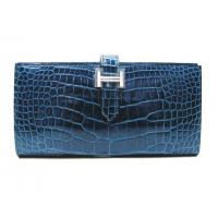 エルメススーパーコピー ベアンスフレ(二つ折り長財布) アリゲーター/ブルーロイ(金具：シルバー) hq020