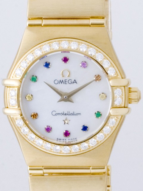 オメガ OMEGA コンステレーション アイリス 95 1167.79 YG 12Pカラーストーン ダイヤベゼル ホワイトシェル