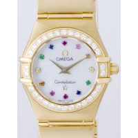 オメガ OMEGA コンステレーション アイリス 95 1167.79 YG 12Pカラーストーン ダイヤベゼル ホワイトシェル