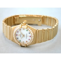 オメガ OMEGA コンステレーション アイリス 95 1167.79 YG 12Pカラーストーン ダイヤベゼル ホワイトシェル