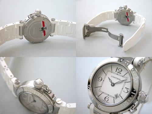 カルティエスーパーコピー パシャ W3140002 シータイマー レディ SM ホワイトラバーブレス シルバー
