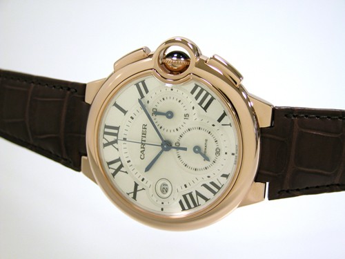 カルティエスーパーコピー Cartier バロンブルー クロノグラフ W6920009 PG 皮 シルバー