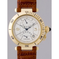 カルティエスーパーコピー Cartier パシャ38mm W3014456 ＹＧ GMTパワーリザーブ 茶皮 ホワイト