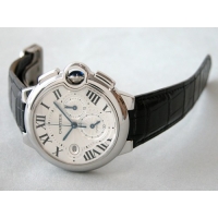 カルティエスーパーコピー Cartier バロンブルー クロノグラフ W6920003 SS 皮 XL シルバー