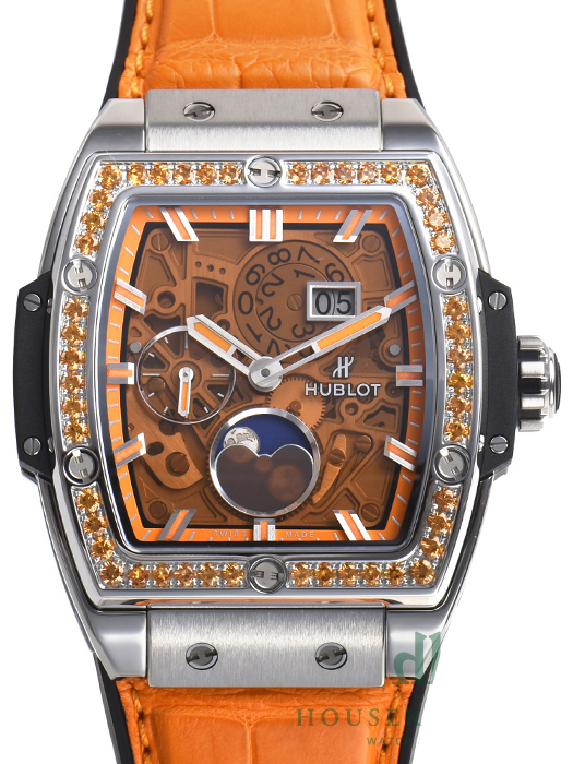 ウブロ スピリット オブ ビッグバン ムーンフェイズ チタニウム オレンジ 647.NX.5371.LR.1206 基本仕様は本物と同じ形のHUBLOTです