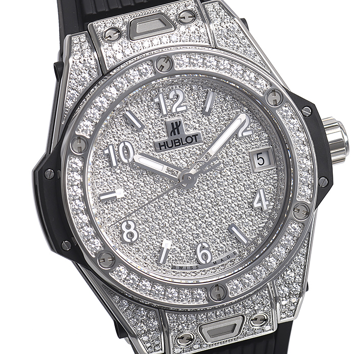 ウブロスーパーコピー ビッグバン ワンクリック スチールフルパヴェ 465.SX.9010.RX.1604 基本仕様は本物と同じ形のHUBLOTです