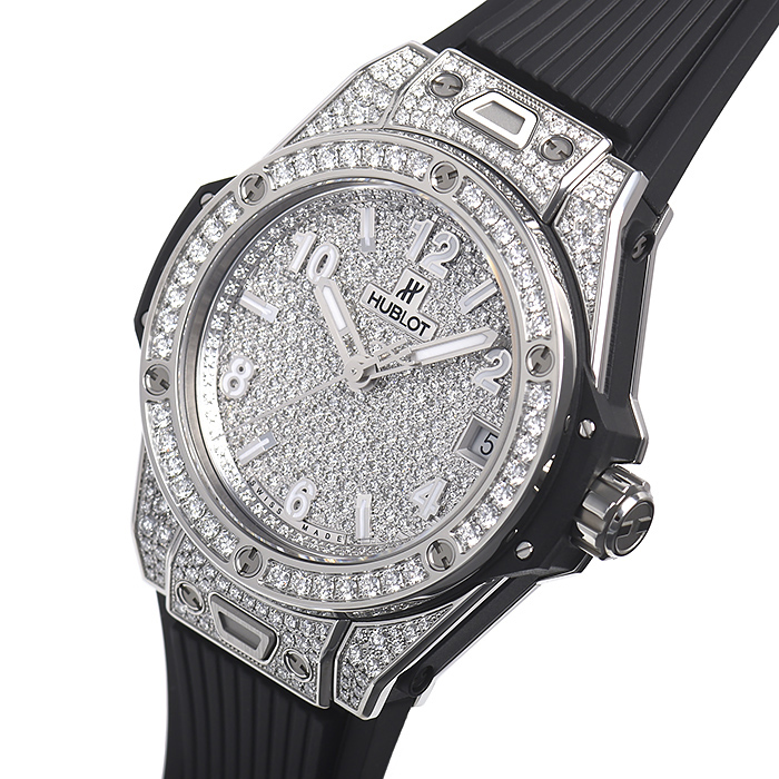 ウブロスーパーコピー ビッグバン ワンクリック スチールフルパヴェ 465.SX.9010.RX.1604 基本仕様は本物と同じ形のHUBLOTです