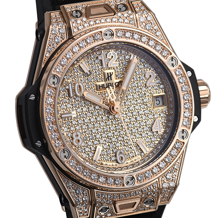 ウブロ ビッグバン ワンクリック キングゴールドフルパヴェ 465.OX.9010.RX.1604 基本仕様は本物と同じ形のHUBLOTです