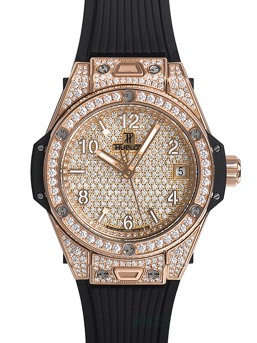 ウブロ ビッグバン ワンクリック キングゴールドフルパヴェ 465.OX.9010.RX.1604 基本仕様は本物と同じ形のHUBLOTです