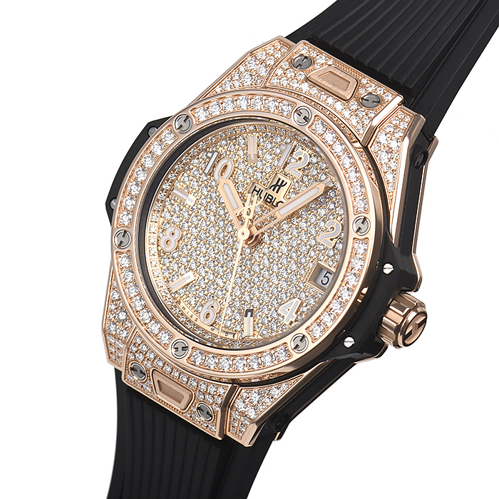 ウブロ ビッグバン ワンクリック キングゴールドフルパヴェ 465.OX.9010.RX.1604 基本仕様は本物と同じ形のHUBLOTです