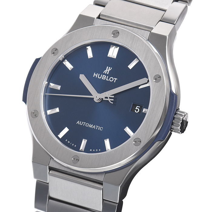 ウブロ クラシックフュージョン チタニウム 510.NX.7170.NX ブルー 基本仕様は本物と同じ形のHUBLOTです
