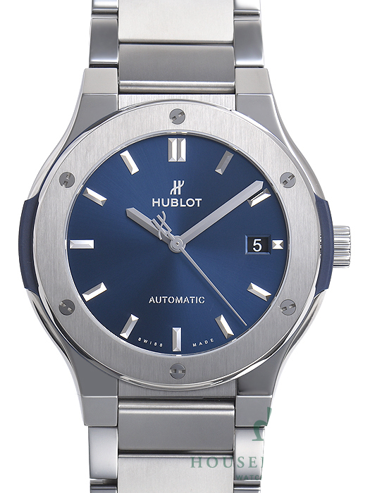 ウブロ クラシックフュージョン チタニウム 510.NX.7170.NX ブルー 基本仕様は本物と同じ形のHUBLOTです