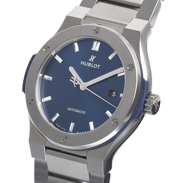 ウブロ クラシックフュージョン チタニウム ブルー 548.NX.7170.NX 基本仕様は本物と同じ形のHUBLOTです