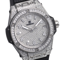 ウブロスーパーコピー ビッグバン ワンクリック スチールフルパヴェ 465.SX.9010.RX.1604 基本仕様は本物と同じ形のHUBLOTです